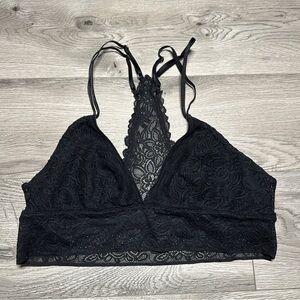 aerie black floral lace bralette size medium